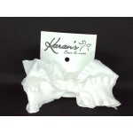 White Double Ruffle Bow - 4 Inch